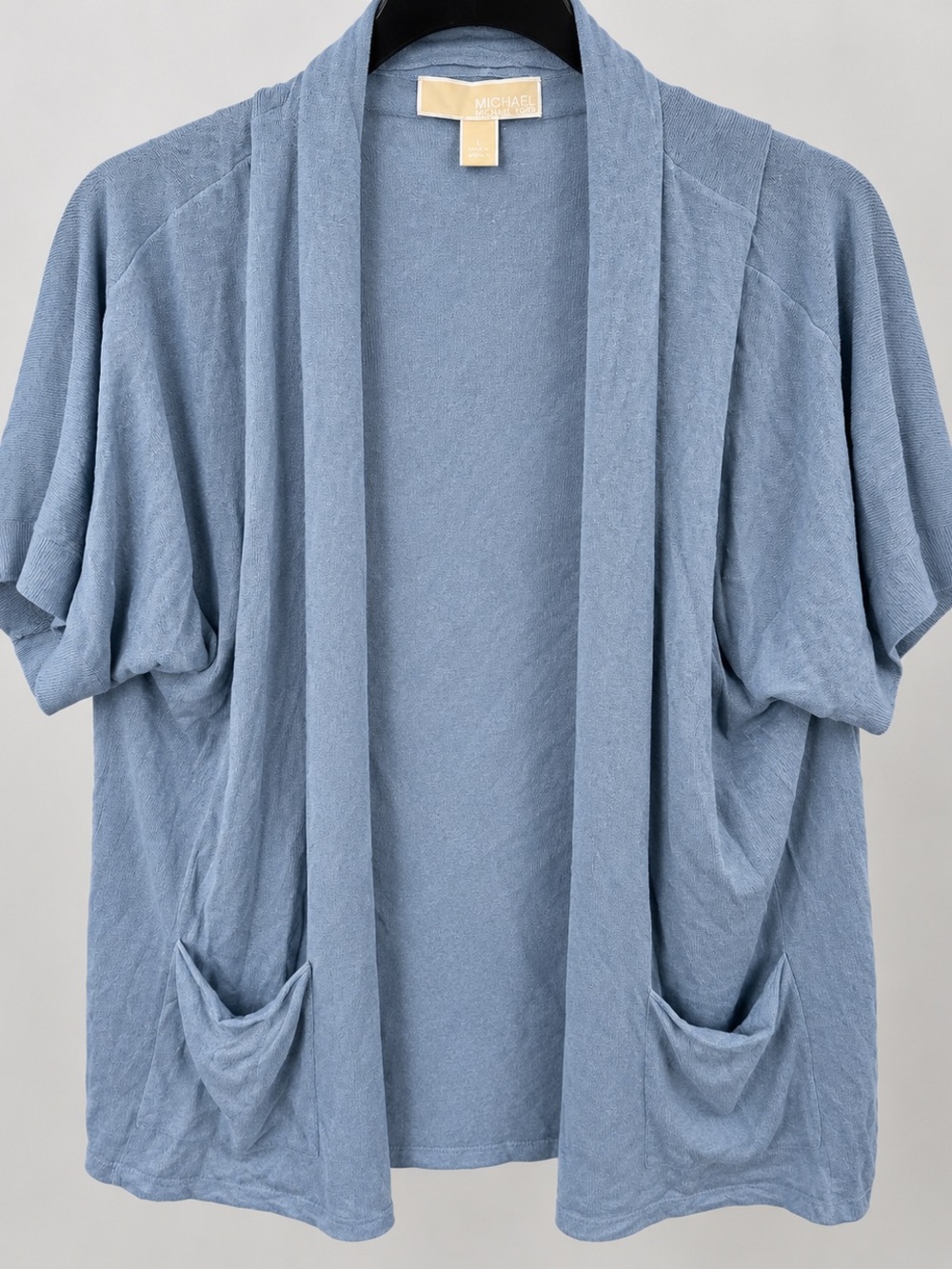 Michael Michael Kors Women’s Blue Open Front Cardigan Short Sleeve Size L NWT